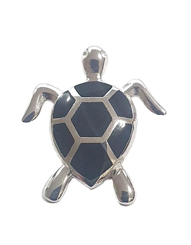 Picture of TURTLE PENDANT, BLACK AGATE INLAY, 20mm LONG