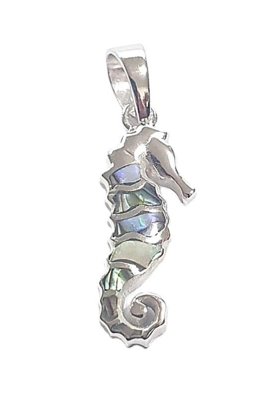 Picture of SEAHORSE PENDANT, PAUA INLAY, 20mm LONG