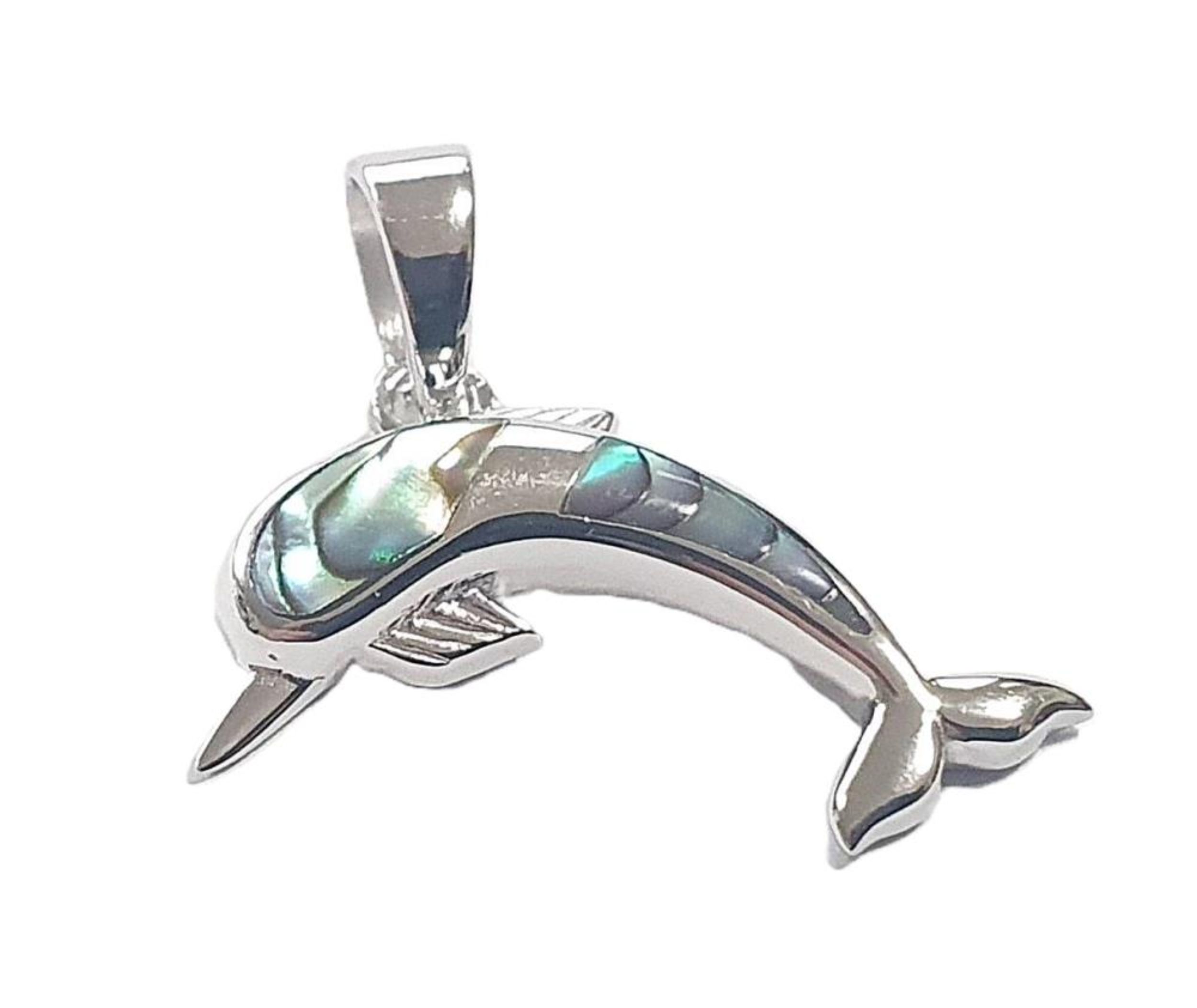 Picture of DOLPHIN PENDANT, PAUA INLAY, 20mm LONG