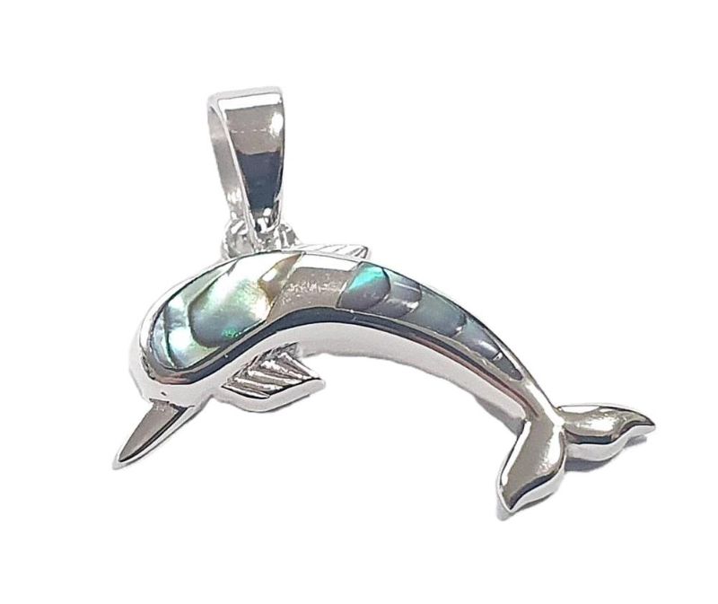 Picture of DOLPHIN PENDANT, PAUA INLAY, 20mm LONG