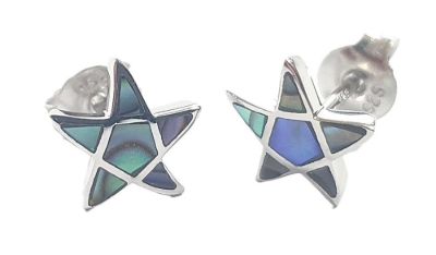 Picture of 5 POINT STAR EARRING, PAUA INLAY, 8mm