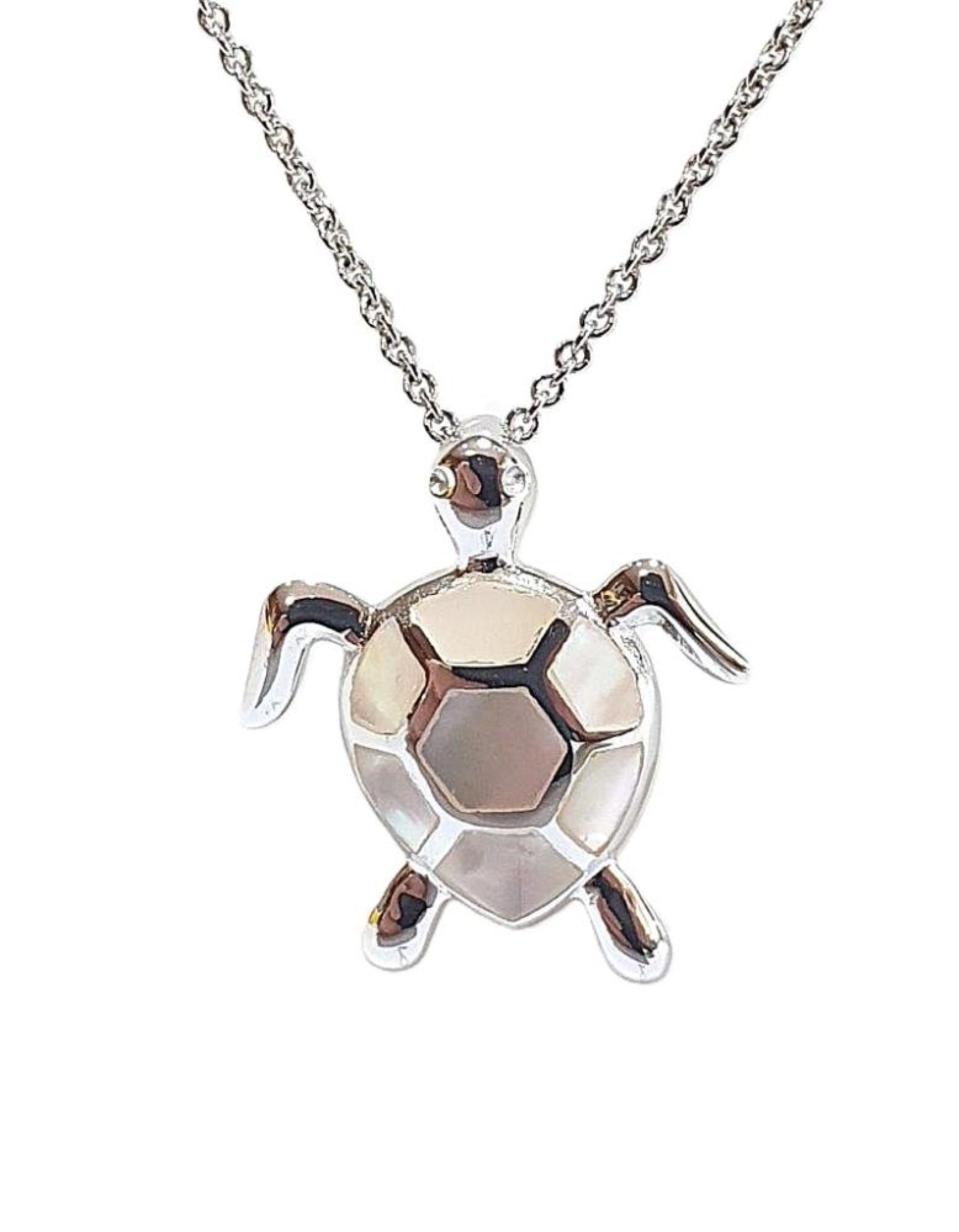 Picture of TURTLE PENDANT, MOP INLAY, 20mm LONG with chain