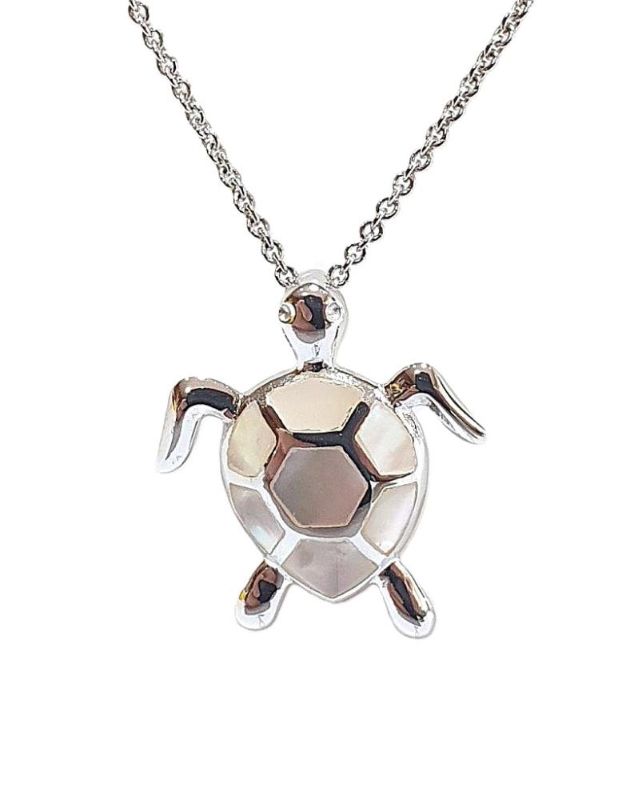 Picture of TURTLE PENDANT, MOP INLAY, 20mm LONG with chain