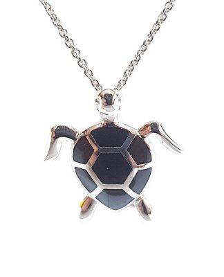 Picture of TURTLE PENDANT, BLACK AGATE INLAY, 20mm LONG with chain