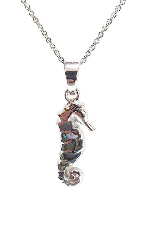 Picture of SEAHORSE PENDANT, PAUA INLAY, 20mm LONG with chain