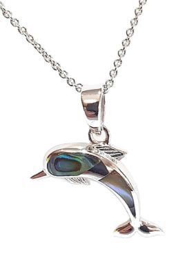 Picture of DOLPHIN PENDANT, PAUA INLAY, 20mm LONG with chain