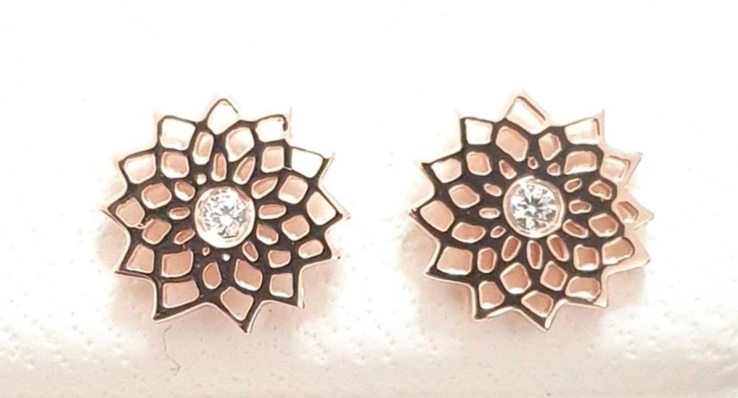 Picture of ROSE GOLD PLATED 8mm FLOWER OF LIFE, CZ CTR