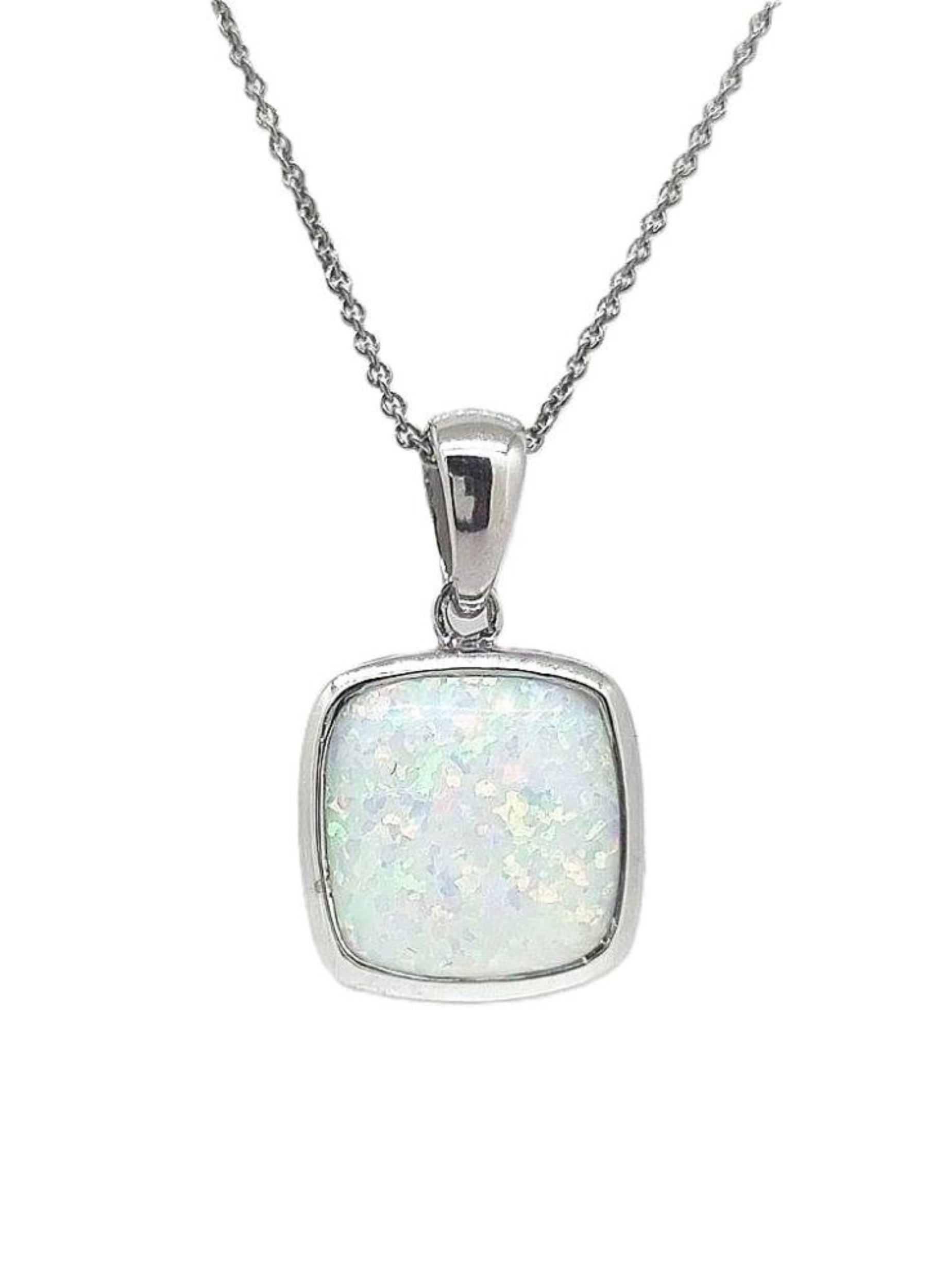 Picture of 12mm SYN OPAL CUSHION BEZEL PEND, with chain