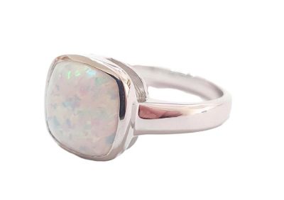 Picture of 10mm SYN OPAL CUSHION BEZEL RING