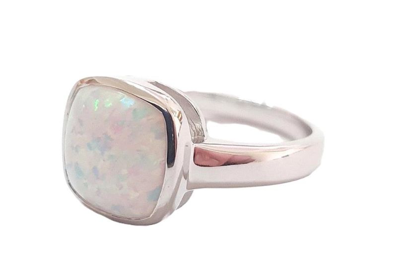 Picture of 10mm SYN OPAL CUSHION BEZEL RING