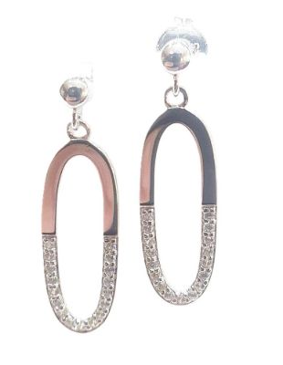 Picture of 7x20 PAPERCLIP LINK1/2 CZ & 1/2 POLISHED,BALL STUDS